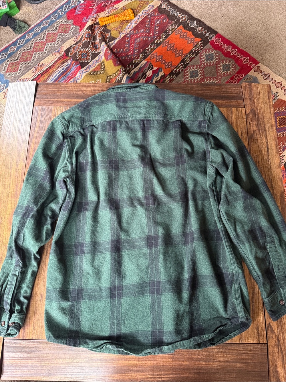 Carhartt Green and Black Plaid Button-Down Heavy Flannel Shirt - Picture 3 of 3